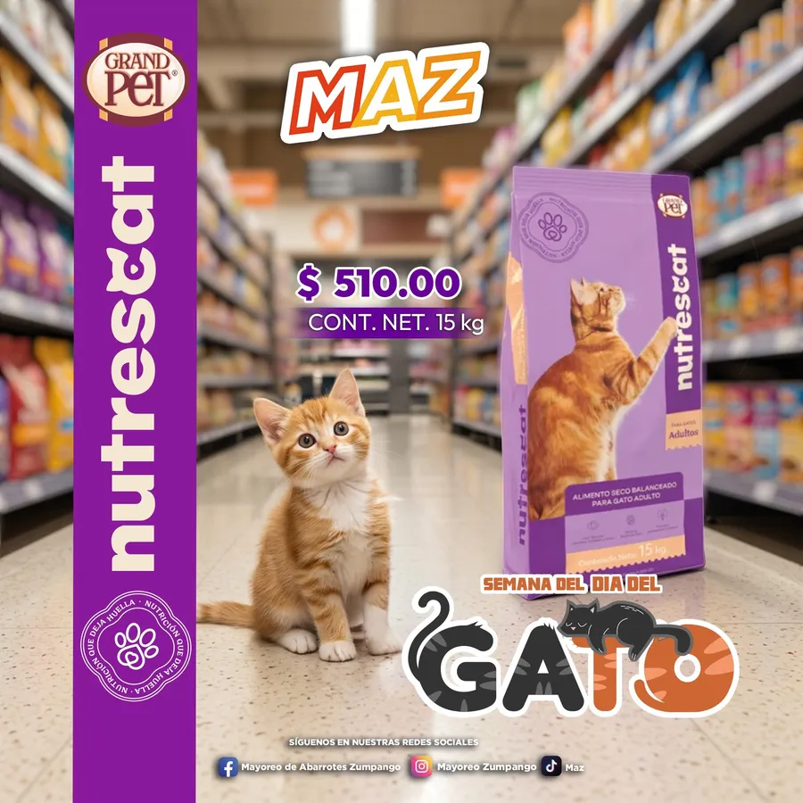 Promoción Nutrescat Grand Pet alimento para gato adulto 15kg, $510.00
